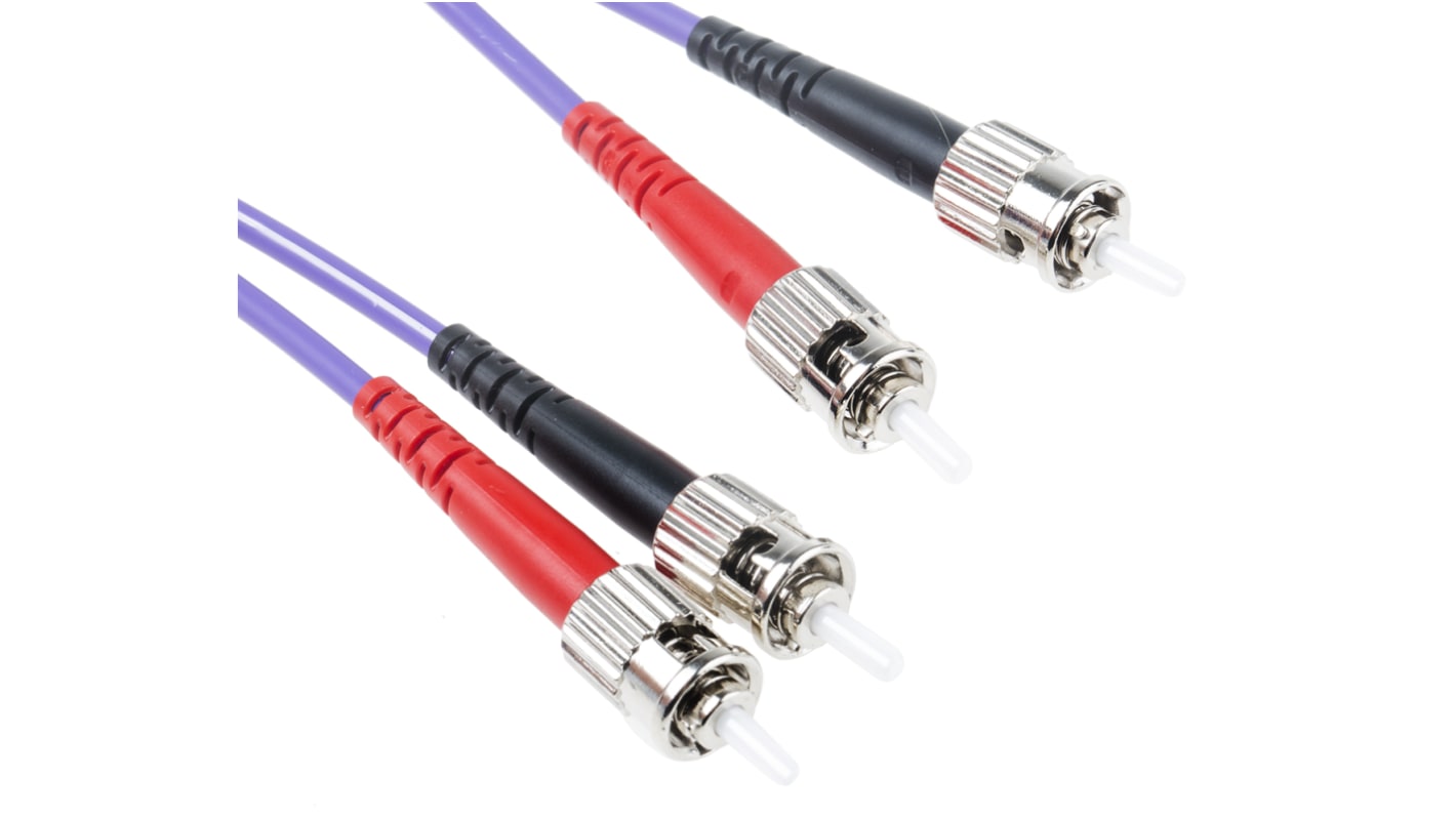 Cable de fibra óptica RS PRO OM3, con A: ST, con B: ST, long. 5m Morado, atenuación: 0,3 dB