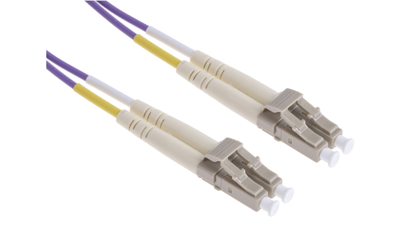 Cable de fibra óptica RS PRO OM3, con A: LC, con B: LC, long. 2m, funda de , funda libre de halógenos y bajo nivel de
