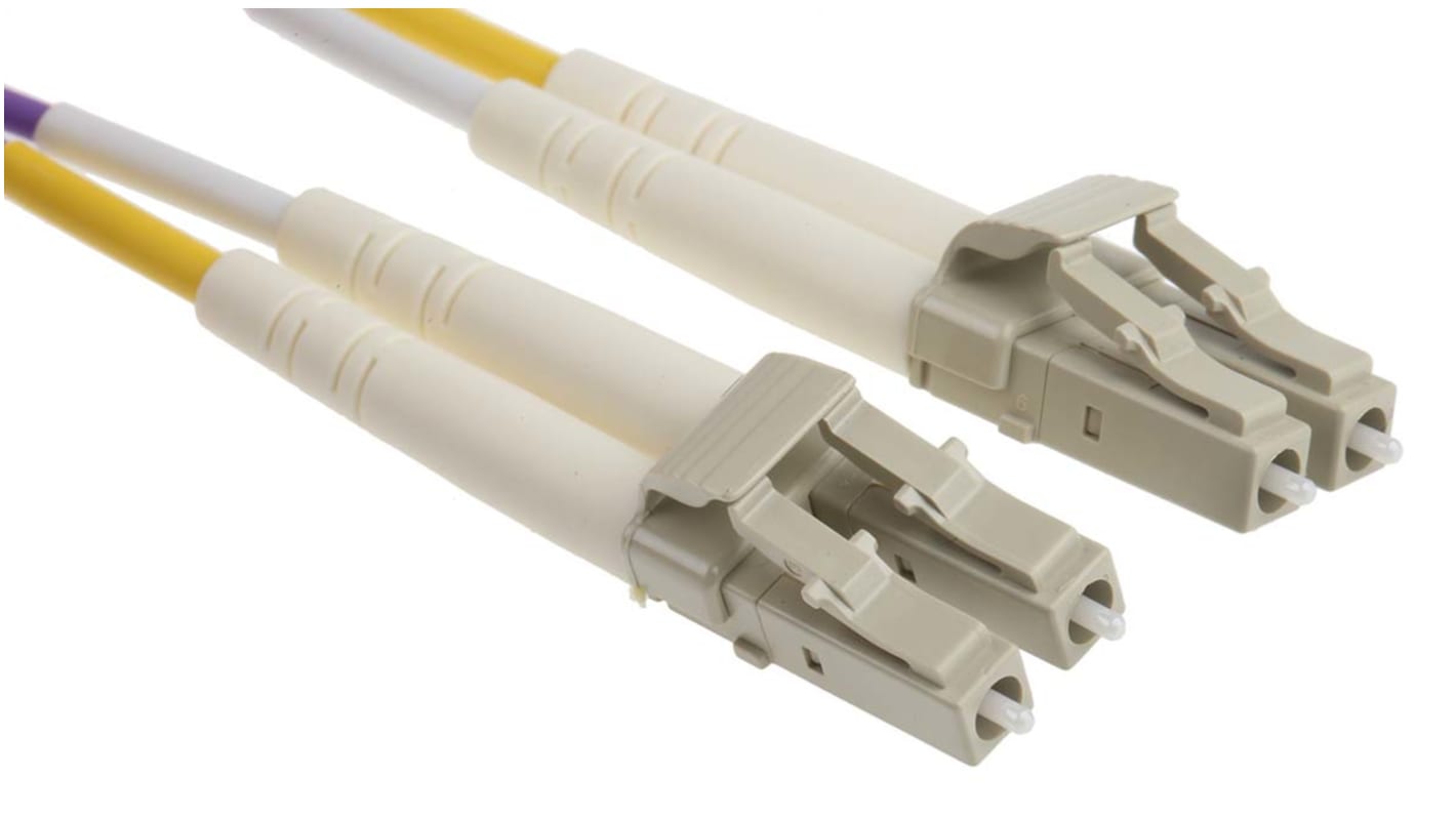 Cable de fibra óptica RS PRO OM3, con A: LC, con B: LC, long. 10m, funda libre de halógenos y bajo nivel de humo