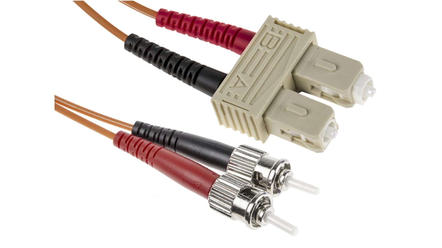 RS PRO ST to SC Duplex Multi Mode OM2 Fibre Optic Cable, 50/125μm, Orange, 5m