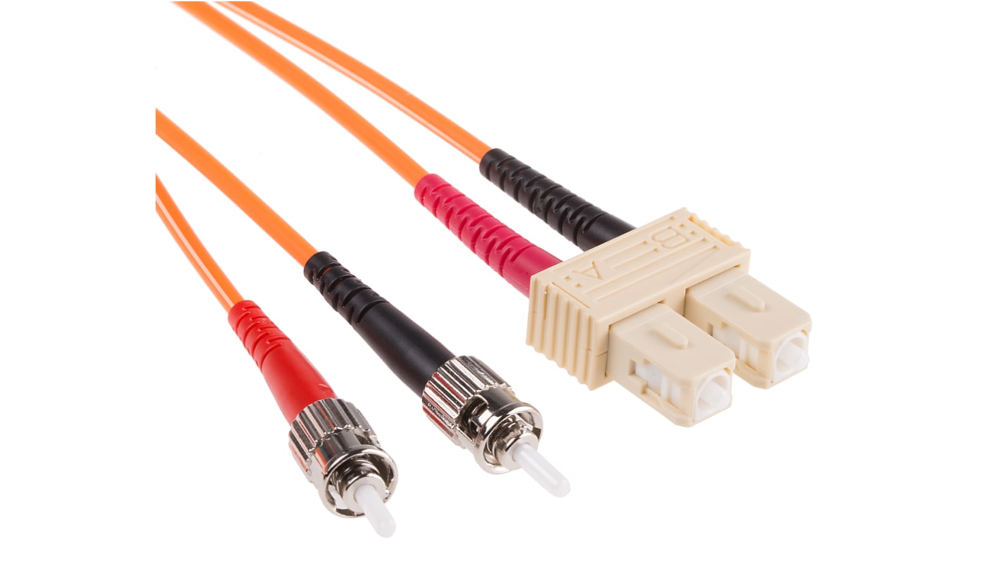 RS PRO ST to SC Duplex Multi Mode OM2 Fibre Optic Cable, 50/125μm, Orange, 10m