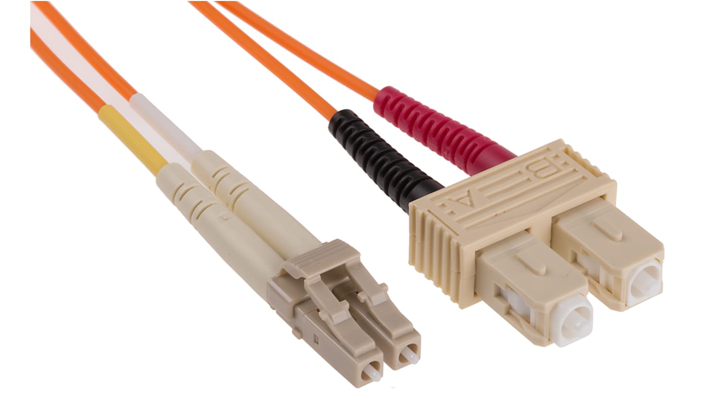 Cable de fibra óptica RS PRO OM1, con A: LC, con B: SC, long. 3m, funda libre de halógenos y bajo nivel de humo