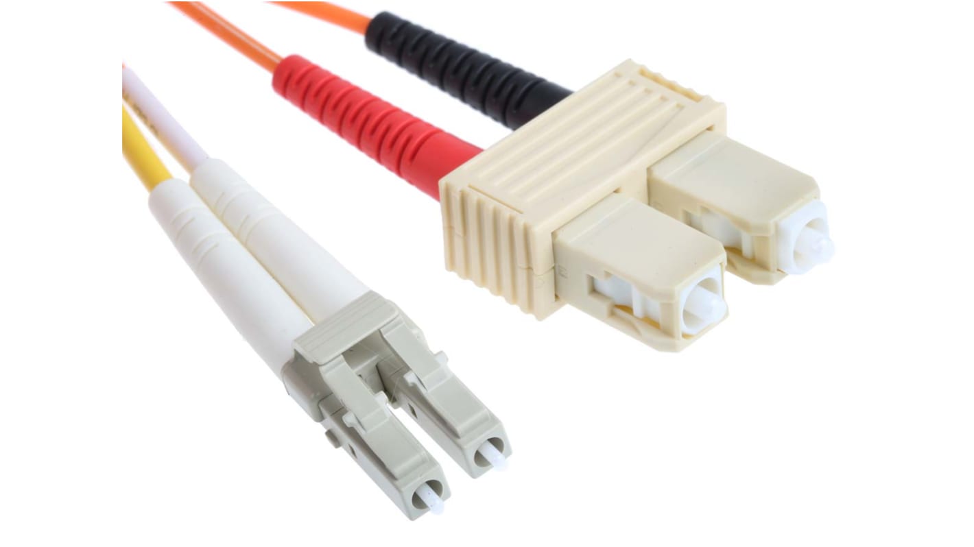 Cable de fibra óptica RS PRO OM2, con A: LC, con B: SC, long. 1m, funda libre de halógenos y bajo nivel de humo