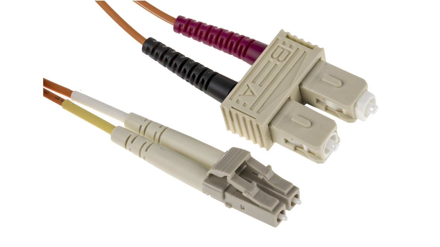 Cable de fibra óptica RS PRO OM2, con A: LC, con B: SC, long. 10m, funda libre de halógenos y bajo nivel de humo