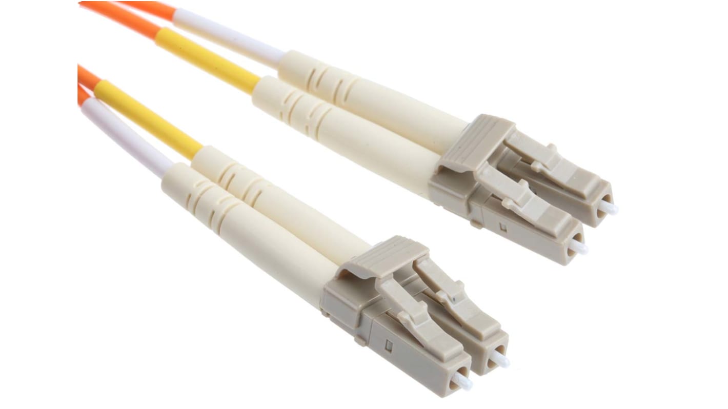 Cable de fibra óptica RS PRO OM1, con A: LC, con B: LC, long. 10m, funda de , funda libre de halógenos y bajo nivel de