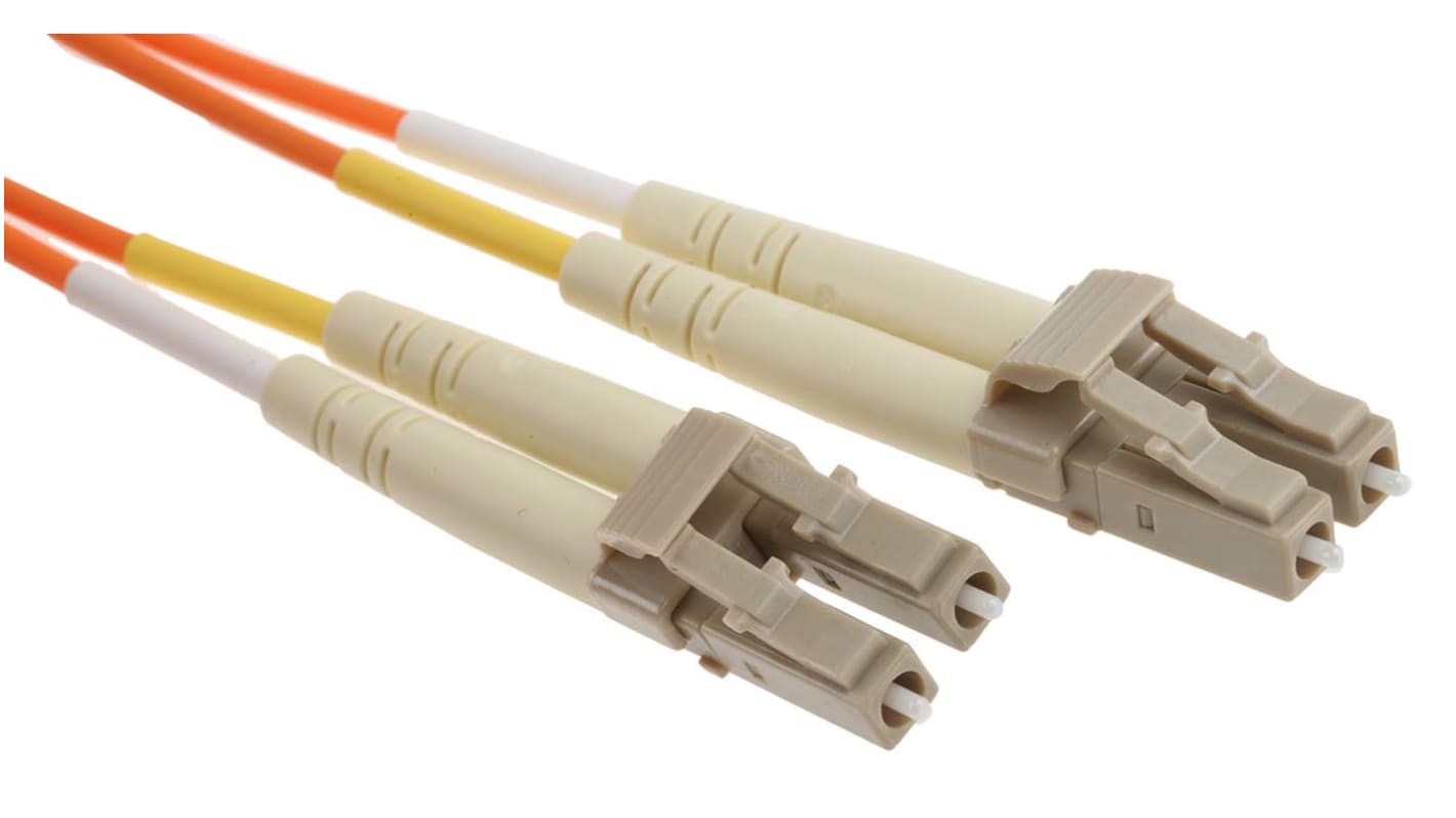 RS PRO LC to LC Duplex Multi Mode OM2 Fibre Optic Cable, 50/125μm, Orange, 2m