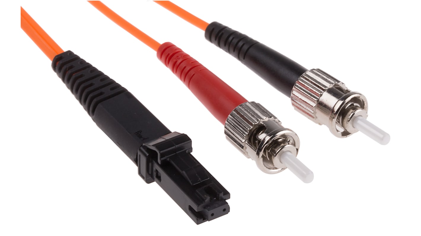 Cable de fibra óptica RS PRO OM1, con A: MT-RJ, con B: ST, long. 2m, funda de , funda libre de halógenos y bajo nivel