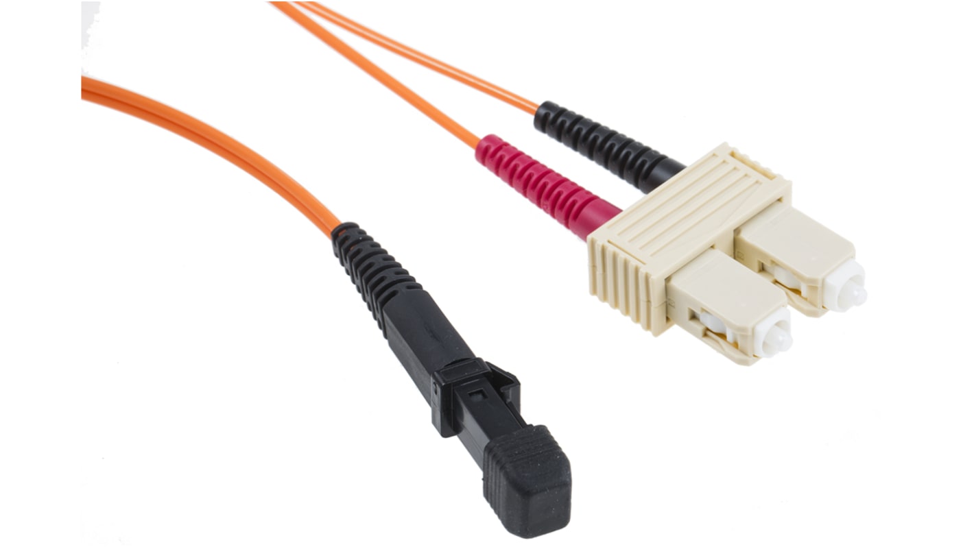 Cable de fibra óptica RS PRO OM1, con A: MT-RJ, con B: SC, long. 10m, funda de , funda libre de halógenos y bajo nivel