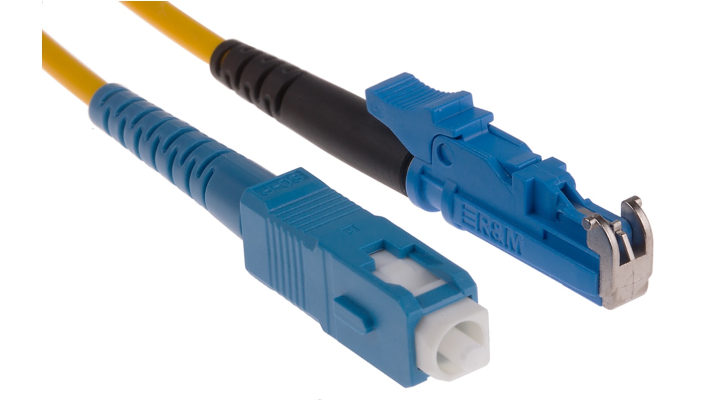 Cable de fibra óptica RS PRO OS1, con A: E-2000, con B: SC, long. 2m, funda libre de halógenos y bajo nivel de humo