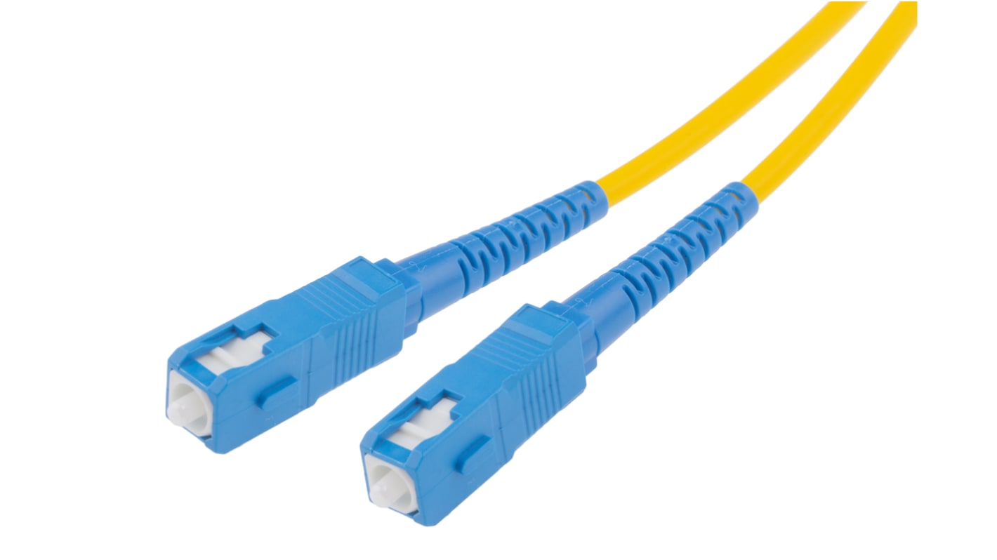 Cable de fibra óptica RS PRO OS1, con A: SC, con B: SC, long. 5m, funda de , funda libre de halógenos y bajo nivel de