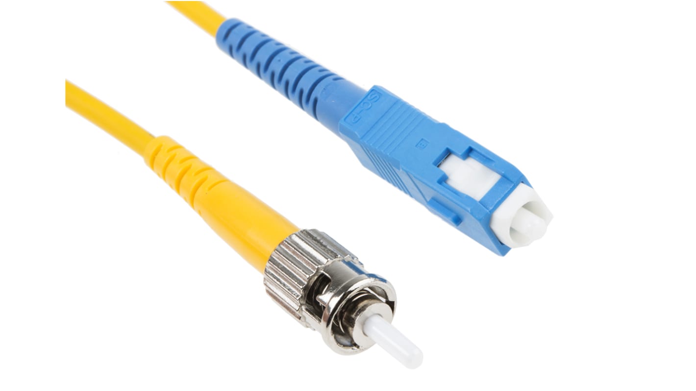 RS PRO SC to ST Duplex Single Mode OS1 Fibre Optic Cable, 9/125μm, Yellow, 2m