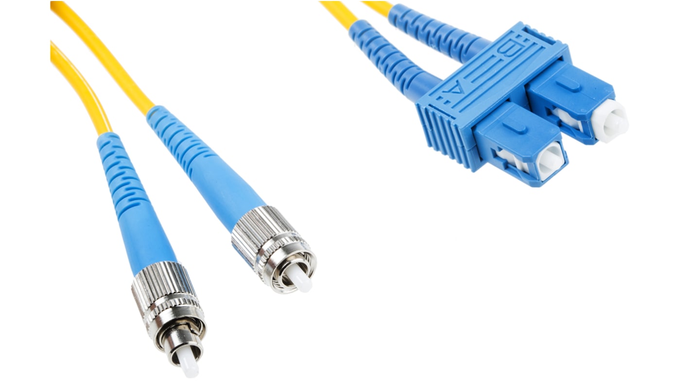 RS PRO FC to SC Duplex Single Mode OS1 Fibre Optic Cable, 9/125μm, Yellow, 3m