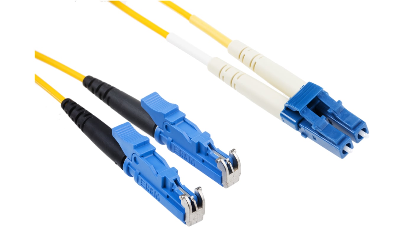 Cable de fibra óptica RS PRO OS1, con A: E-2000, con B: LC, long. 10m, funda de , funda libre de halógenos y bajo nivel