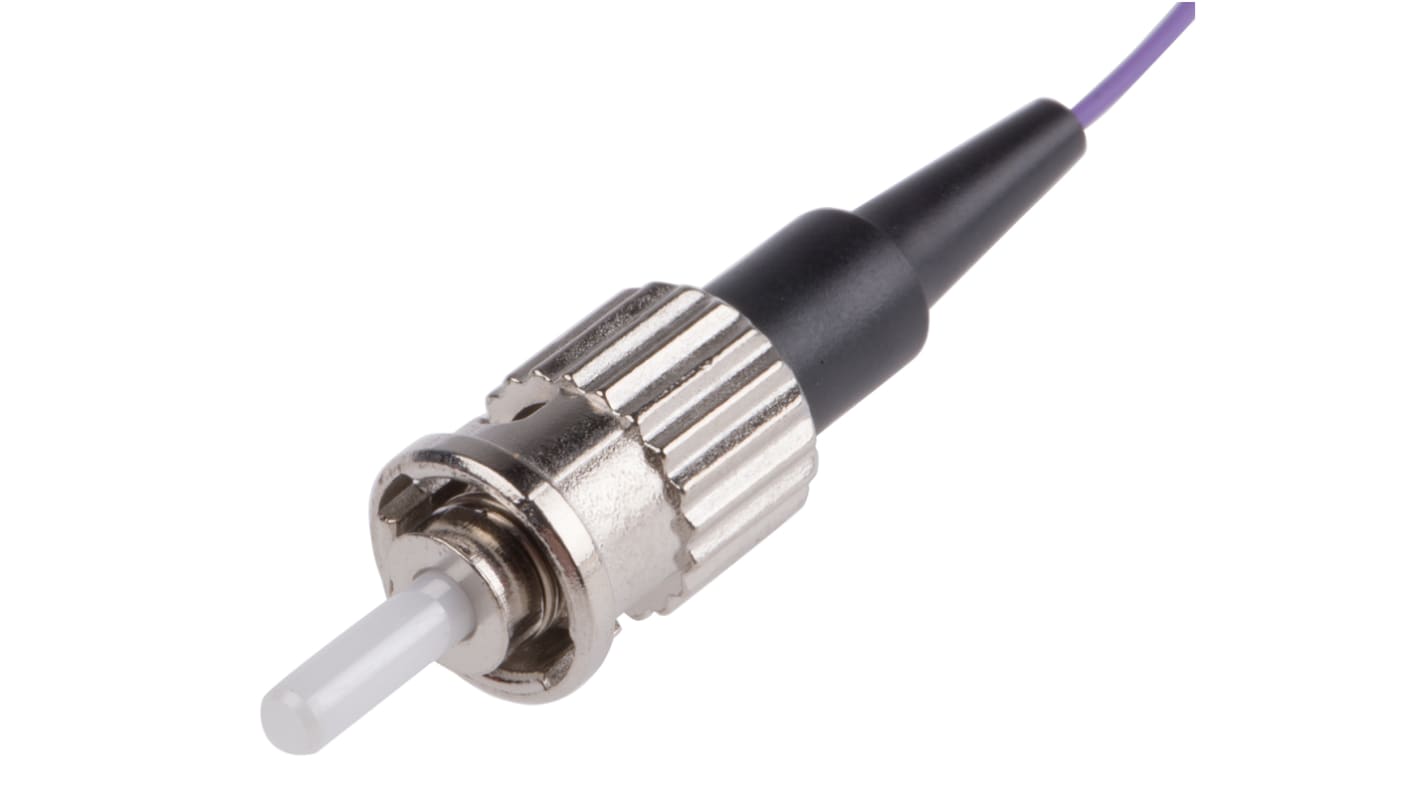 Cable de fibra óptica RS PRO OM3, con A: ST, con B: Sin terminación, long. 1m, funda libre de halógenos y bajo nivel de