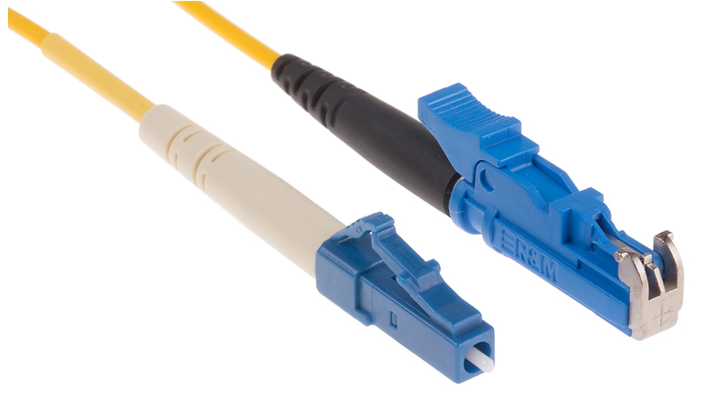 RS PRO E-2000 to LC Simplex Single Mode OS1 Fibre Optic Cable, 9/125μm, Yellow, 1m