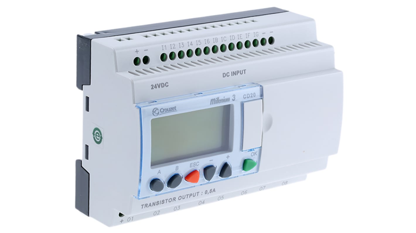 Crouzet Millenium 3 Series Logic Module, 24 V dc Supply, Transistor Output, 12-Input, Analogue, Digital Input