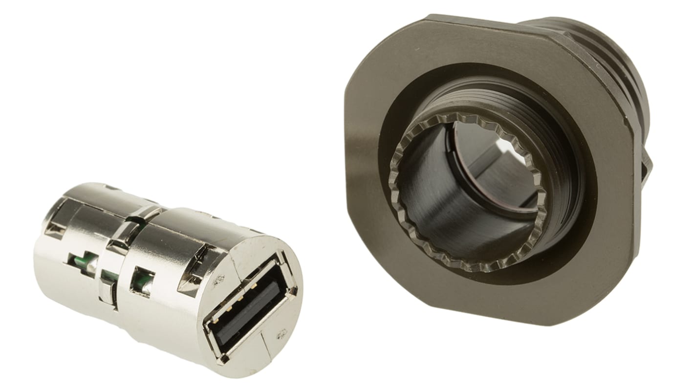 Amphenol Socapex Straight, Jam Nut, Socket Type A 2.0 IP68 USB Connector