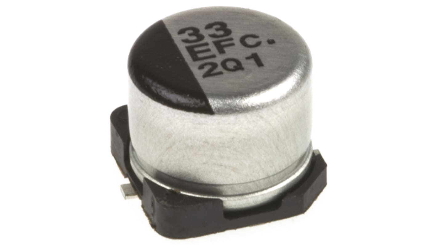 Panasonic , SMD Elektrolyt Kondensator 33μF ±20% / 25V dc, Ø 6.3mm x 5.4mm, bis 105°C