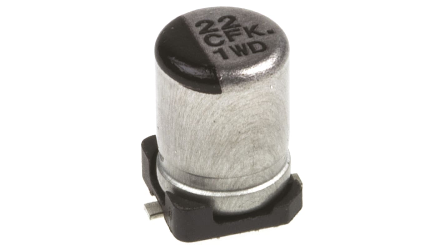 Panasonic , SMD Aluminium-Elektrolyt Kondensator 22μF ±20% / 16V dc, Ø 4mm x 5.8mm, bis 105°C