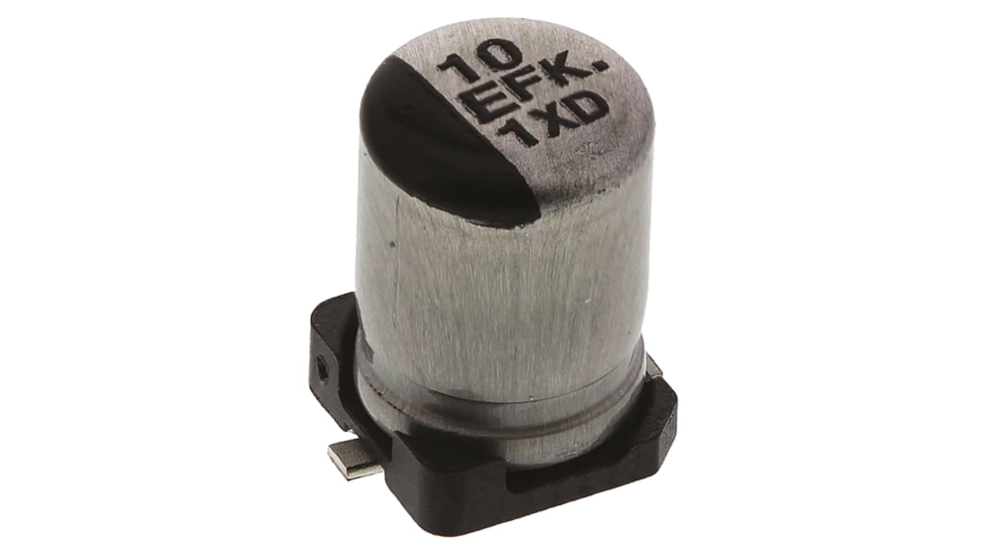 Panasonic , SMD Aluminium-Elektrolyt Kondensator 10μF ±20% / 25V dc, Ø 4mm x 5.8mm, bis 105°C