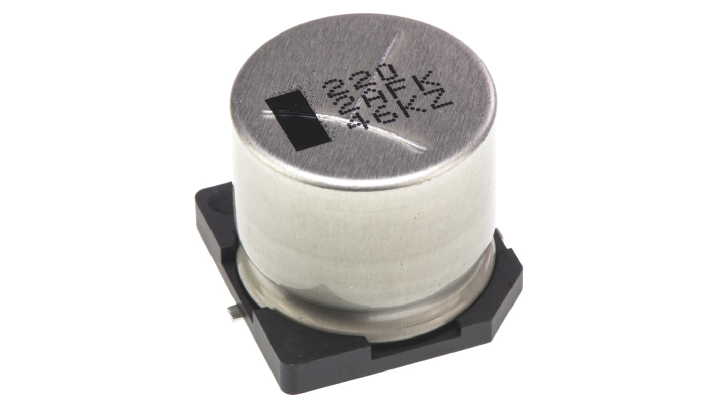 Condensador electrolítico Panasonic serie FK SMD, 220μF, ±20%, 100V dc, mont. SMD, 18 (Dia.) x 16.5mm