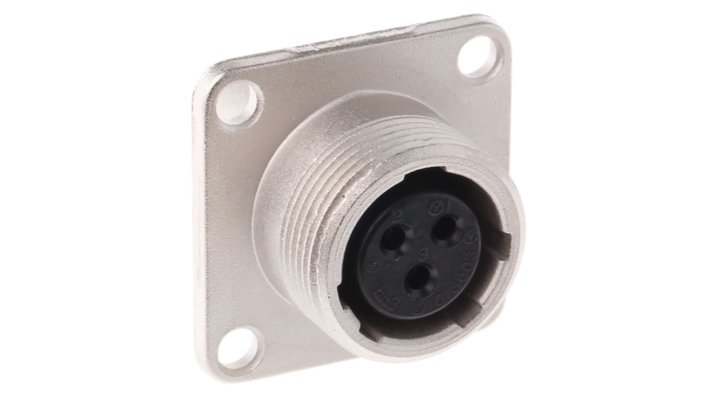 Conector circular Hirose hembra serie JR de 3 vías hembra, tamaño carcasa 13, Montaje en Panel