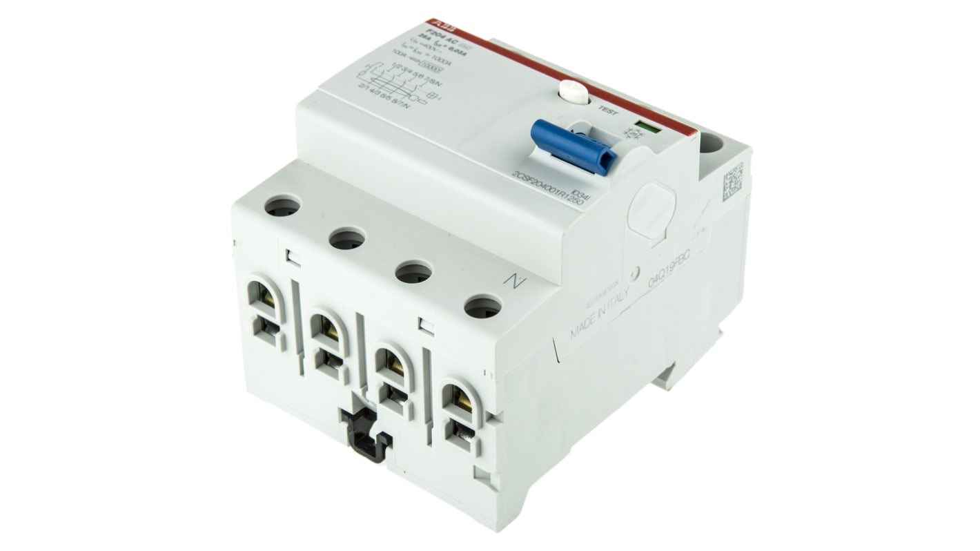 RCCB ABB F200, 4P, 25A, sensibilità 30mA, Tipo AC