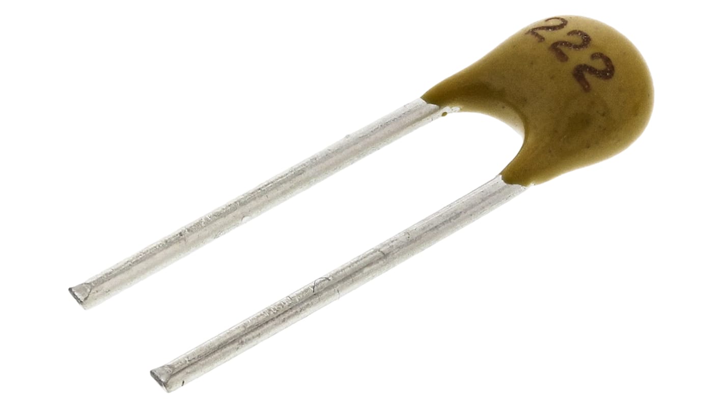 KEMET 2.2nF Multilayer Ceramic Capacitor MLCC, 100V dc V, ±10% , Through Hole