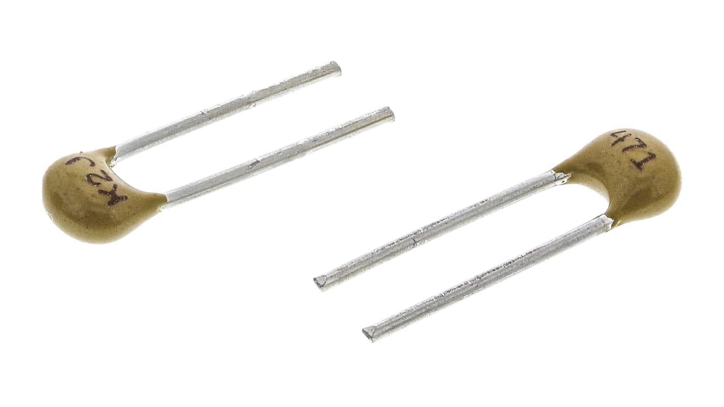 KEMET 470pF Multilayer Ceramic Capacitor MLCC, 200V dc V, ±5% , Through Hole