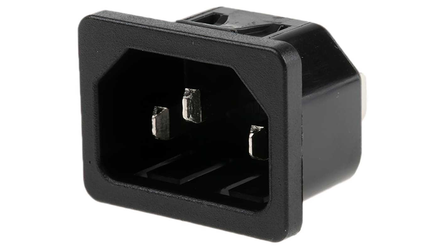 Conector IEC C14 macho Schurter, Encaje a Presión, 250 V, 10A