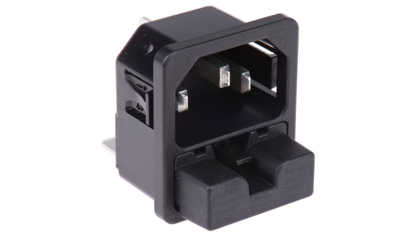 Schurter C14 Snap-In IEC Connector Male, 10A, 250 V