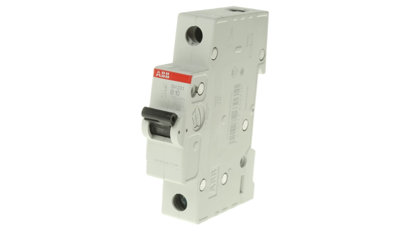 ABB Compact Home SH200 MCB, 1P, 10A Curve B, 440V AC, 60V DC, 6 kA Breaking Capacity