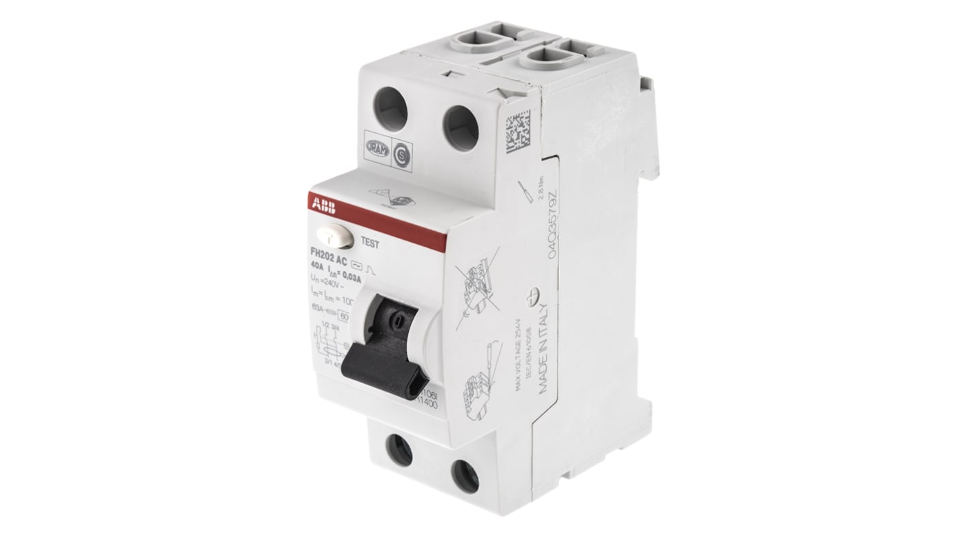 ABB FH200 Fehlerstromschutzschalter 2-polig – 40A, 30mA Typ AC – RCCB Für Den Sicherheitsbereich