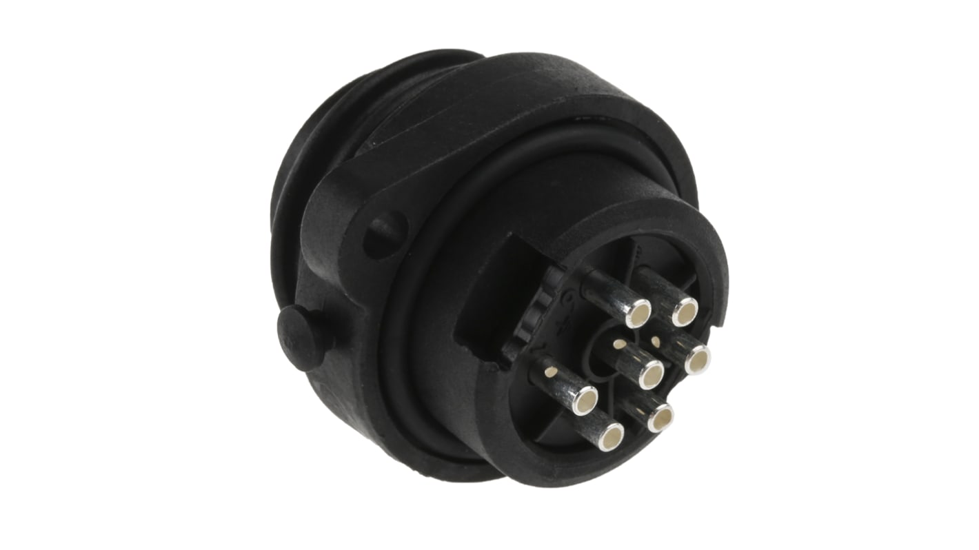 Amphenol Circular Connector, 6 + PE Contacts, Panel Mount, Plug, Male, IP65, IP67, Ecomate Series