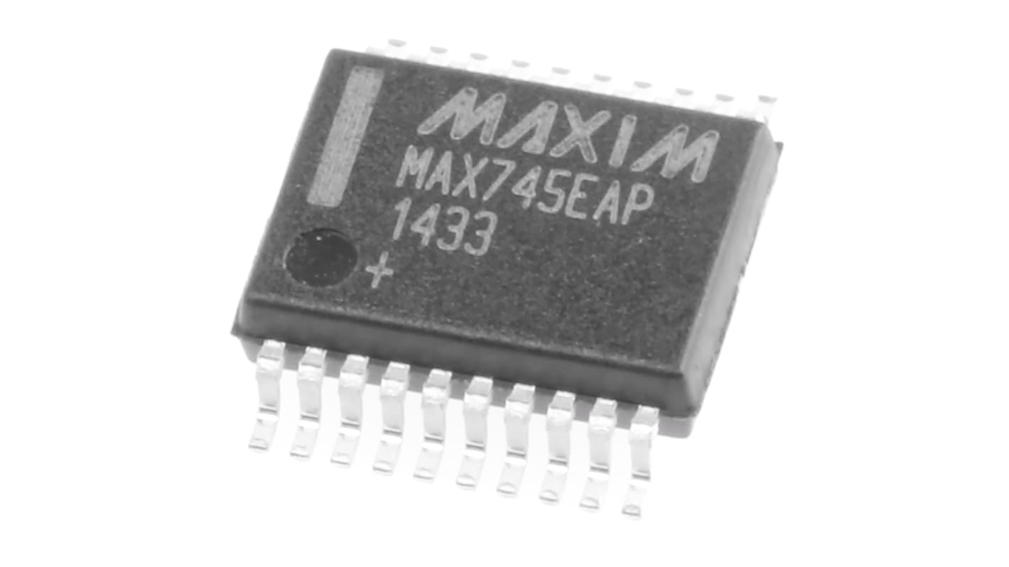 Maxim Integrated MAX745EAP+, Batteriladekontroller IC, Litium-Ion, Litium-Polymer, 6 til 24 V., 20 ben, SSOP