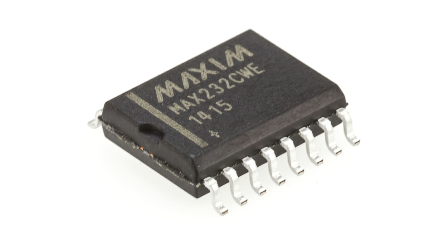 Maxim Integrated MAX232CWE+, Multichannel Line Transceiver, EIA/TIA-232-E/ RS-232/ V.24/ V.28 2-TX 2-RX, 5 V, 16-Pin