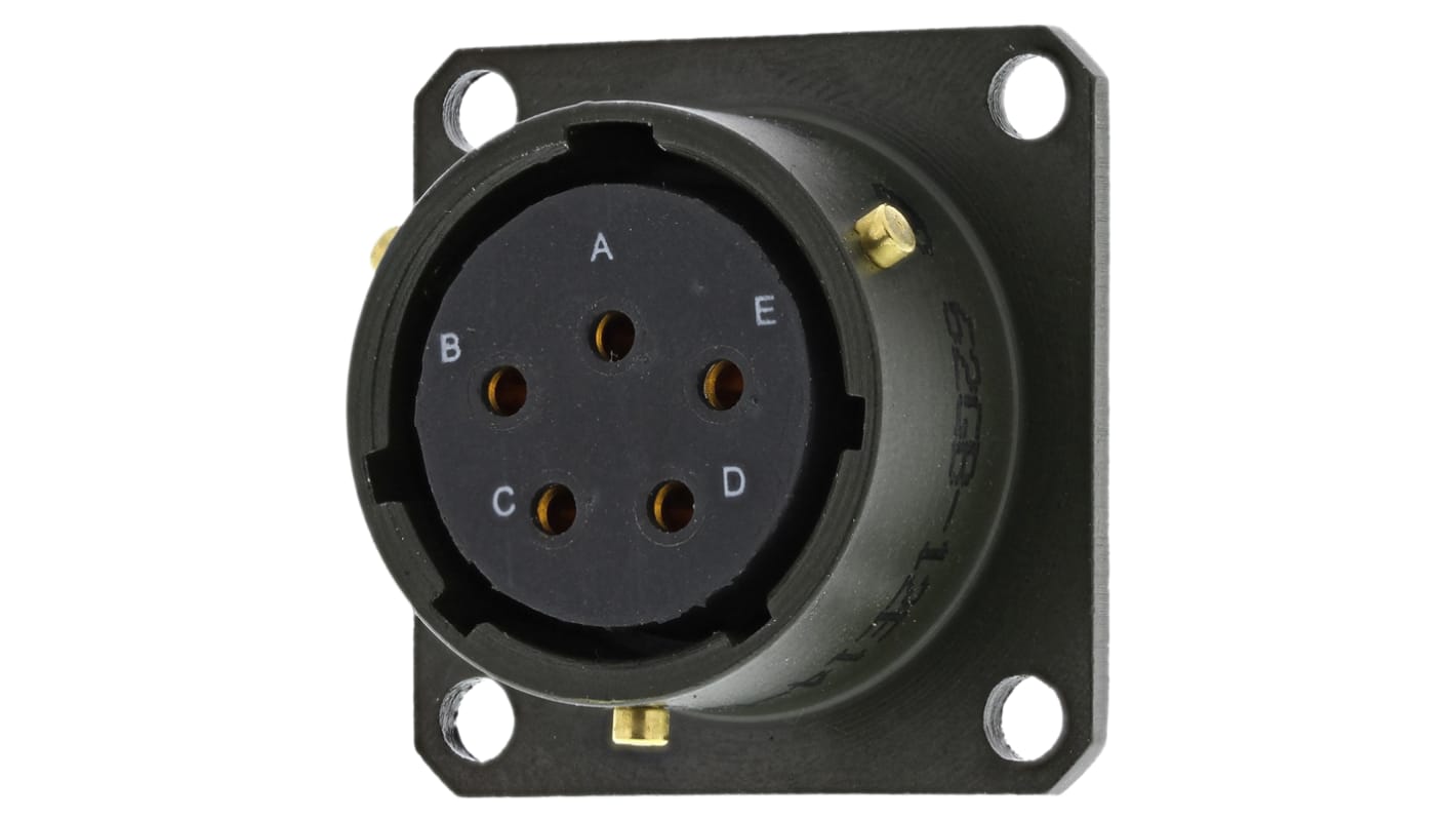 Amphenol, 62GB 5 Way Box Mount MIL Spec Circular Connector Receptacle, Socket Contacts,Shell Size 14, Bayonet Coupling,