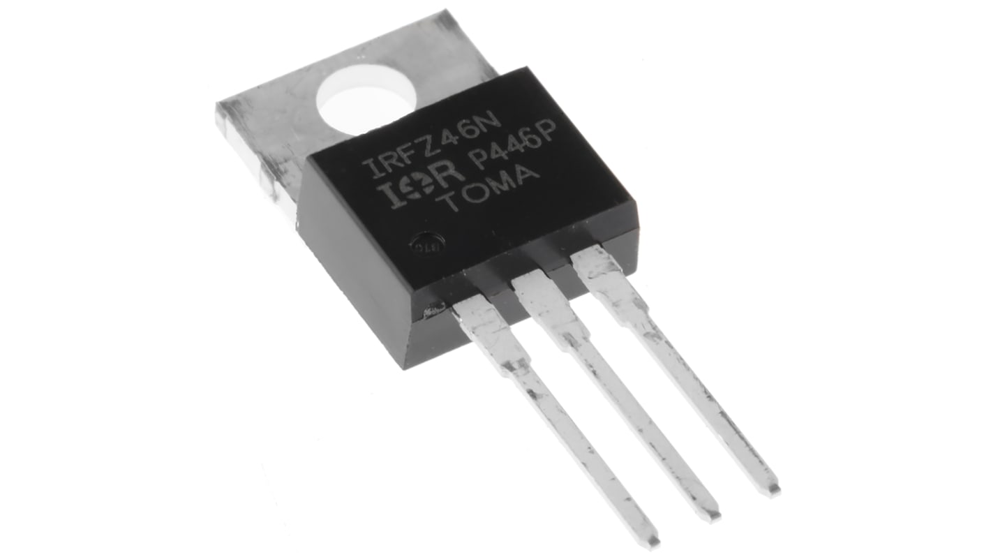 N-Channel MOSFET, 53 A, 55 V, 3-Pin TO-220AB Infineon IRFZ46NPBF