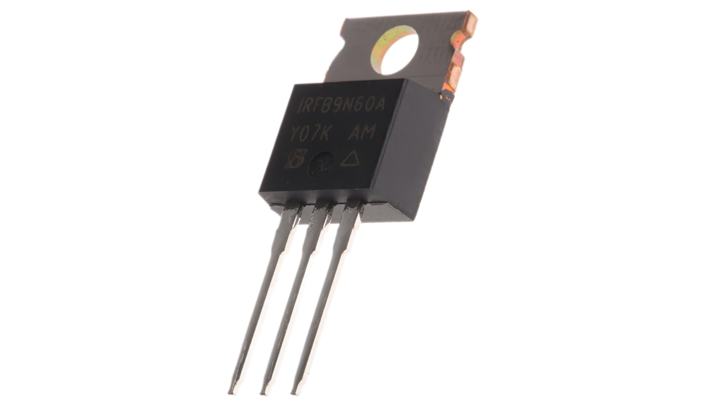 MOSFET Vishay, canale N, 750 mΩ, 9,2 A, TO-220AB, Su foro