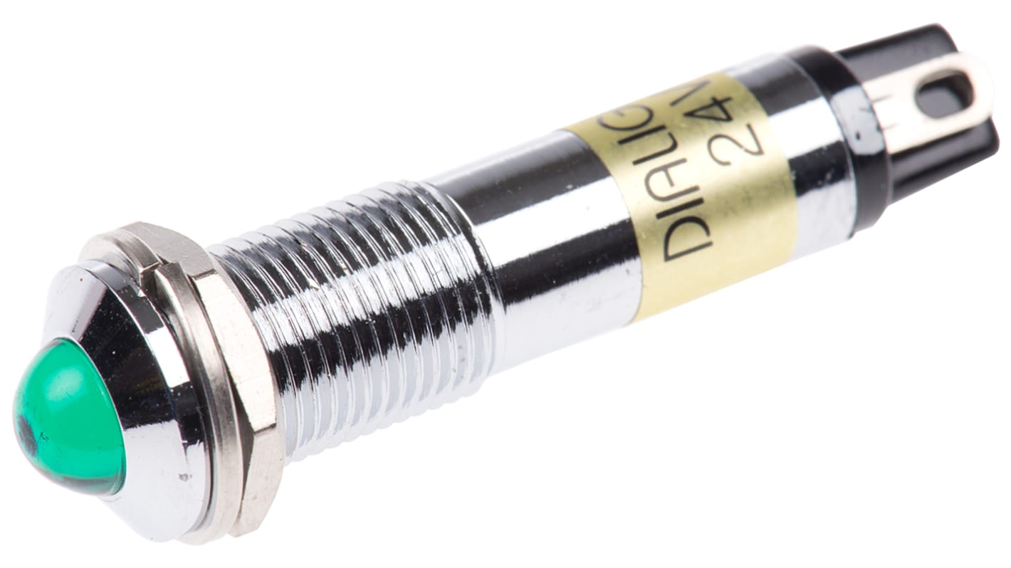 Dialight 表示灯, 24V dc, 緑, 実装ホールサイズ:9mm, 609-1212-140F