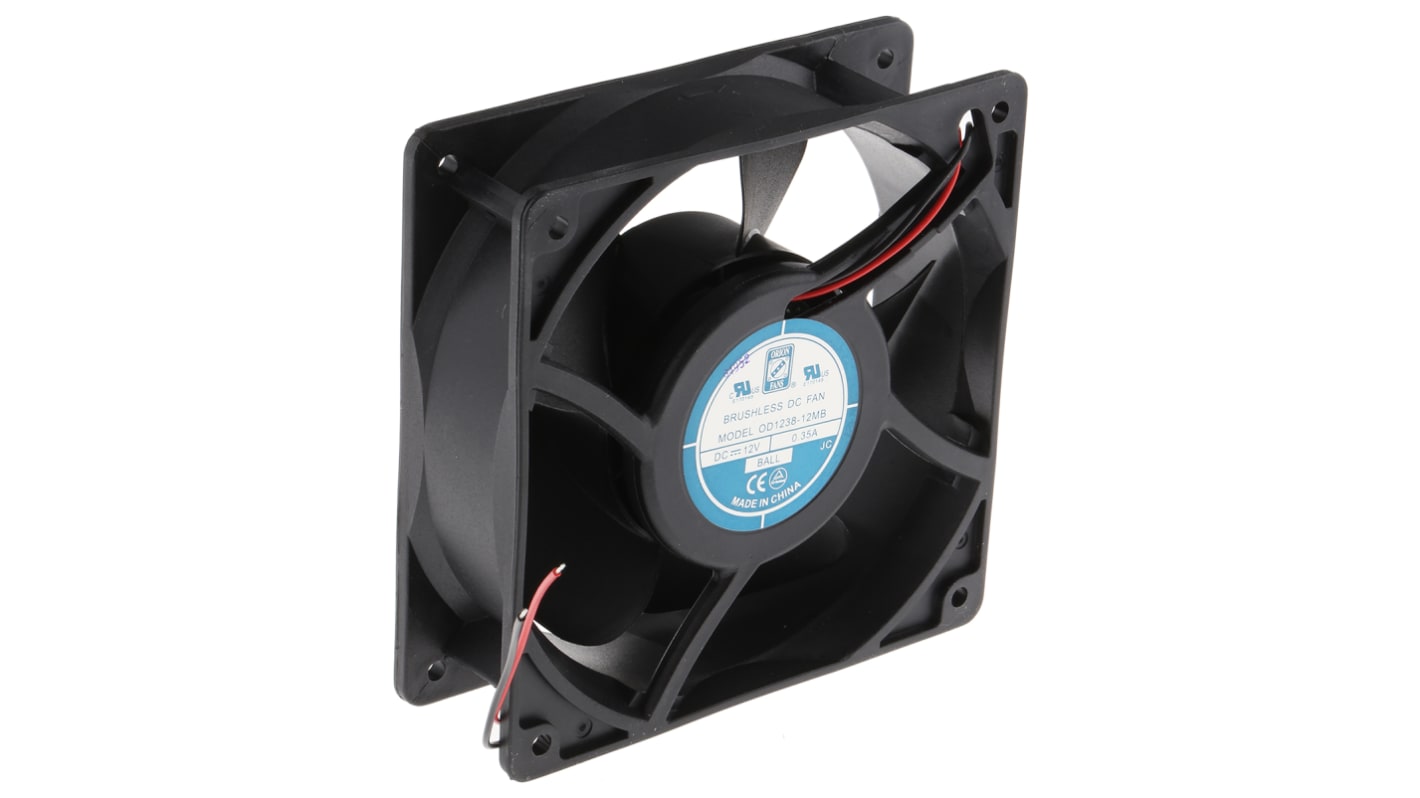 Ventilador Axial RS PRO de 120 x 120 x 38mm, 12 V dc, 4W, 2540rpm, caudal 161.4m³/h, 41dB