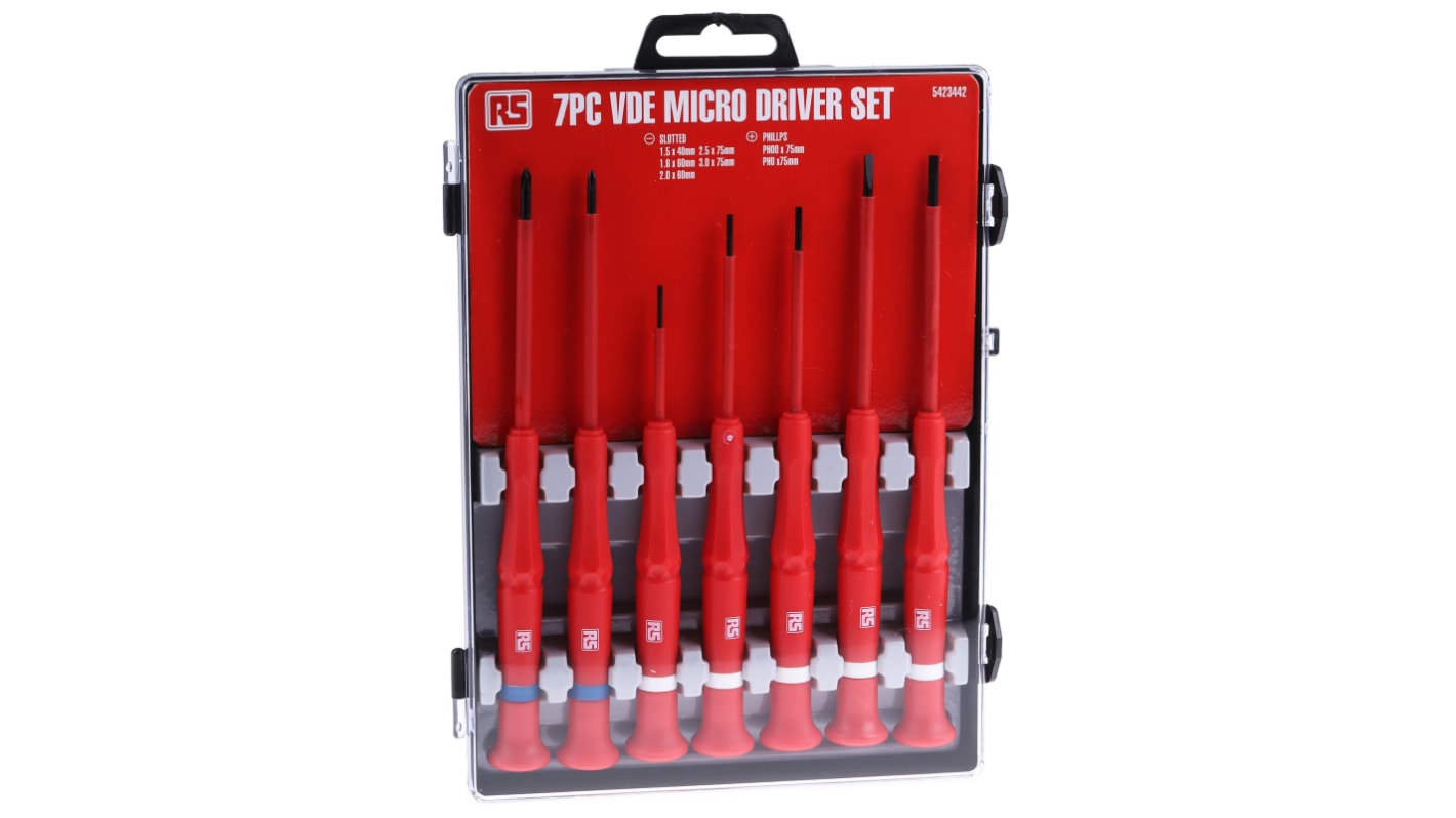 RS PRO Phillips, Slotted Screwdriver Set, 7-Piece