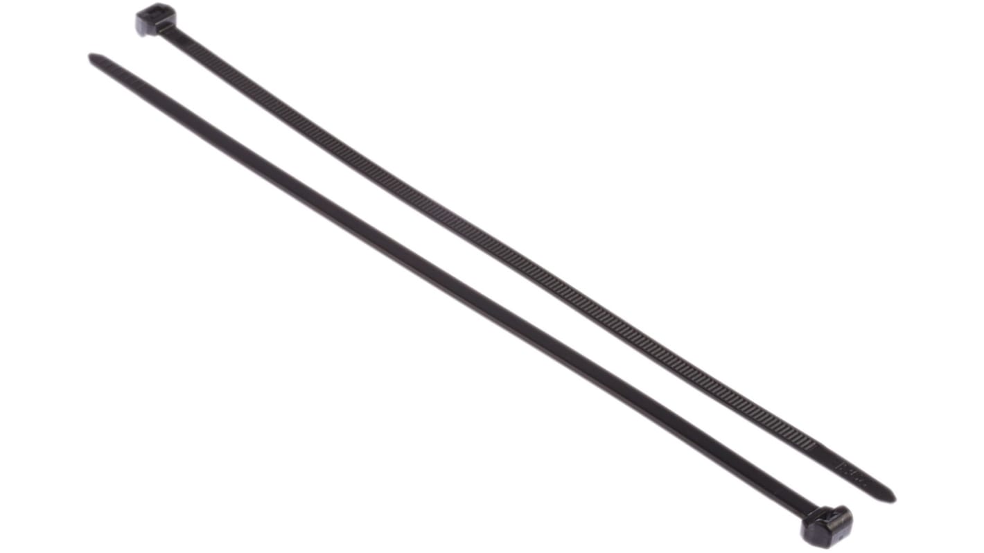 HellermannTyton Cable Tie, 200mm x 4.6 mm, Black Polyamide 6.6 (PA66), Pk-100