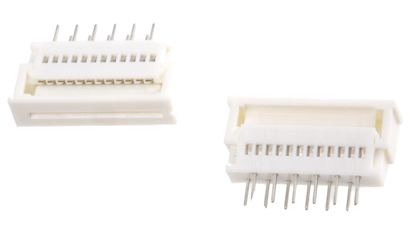 Conector FPC hembra Recto Molex serie Easy-On de 12 vías, paso 1.25mm, 1 fila, para soldar, Montaje en orificio pasante