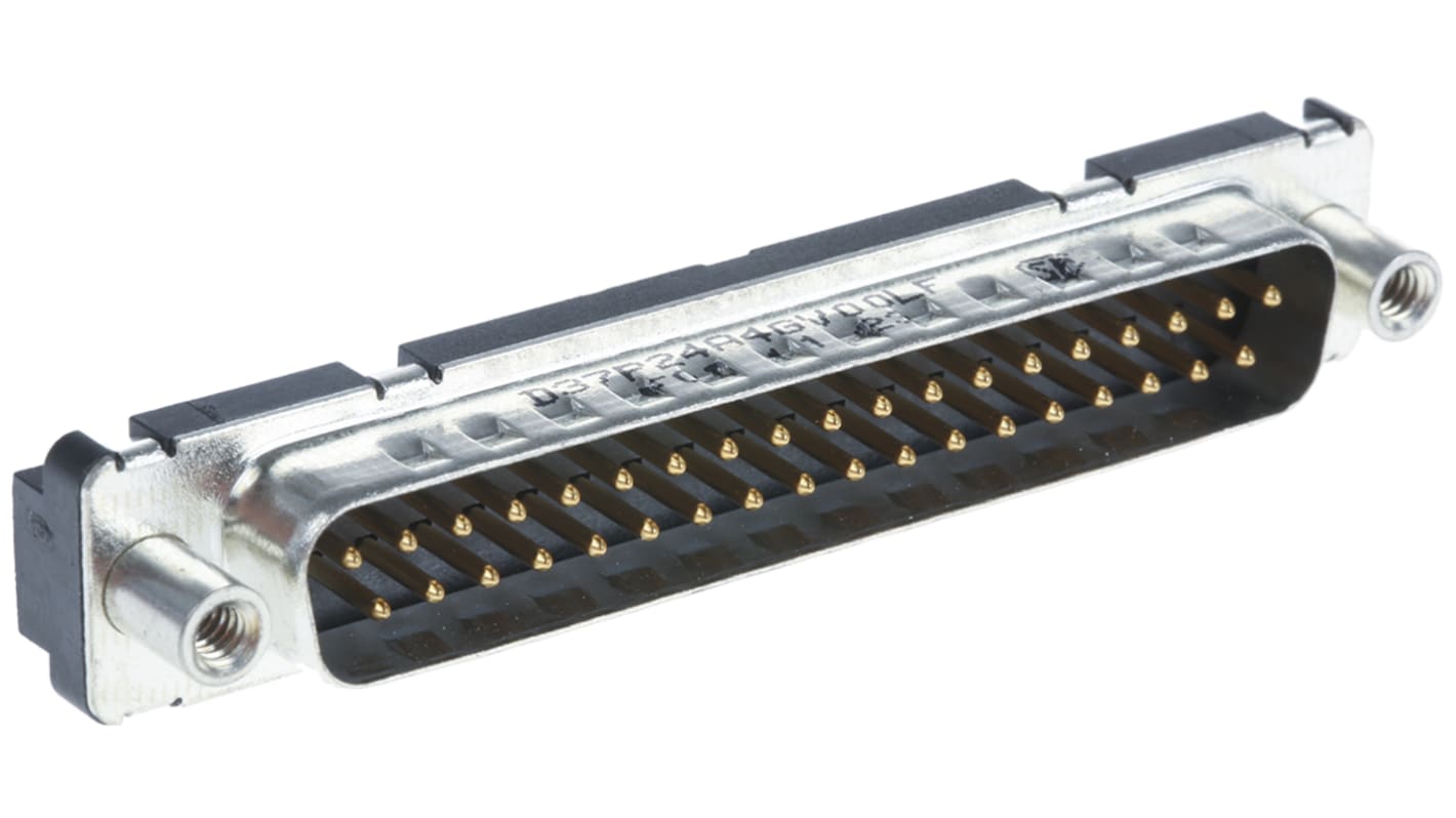 Konektor PCB D-Sub, řada: Delta D, počet kontaktů: 37, orientace těla: přímý, Průchozí otvor, rozteč: 2.76mm, Samec,