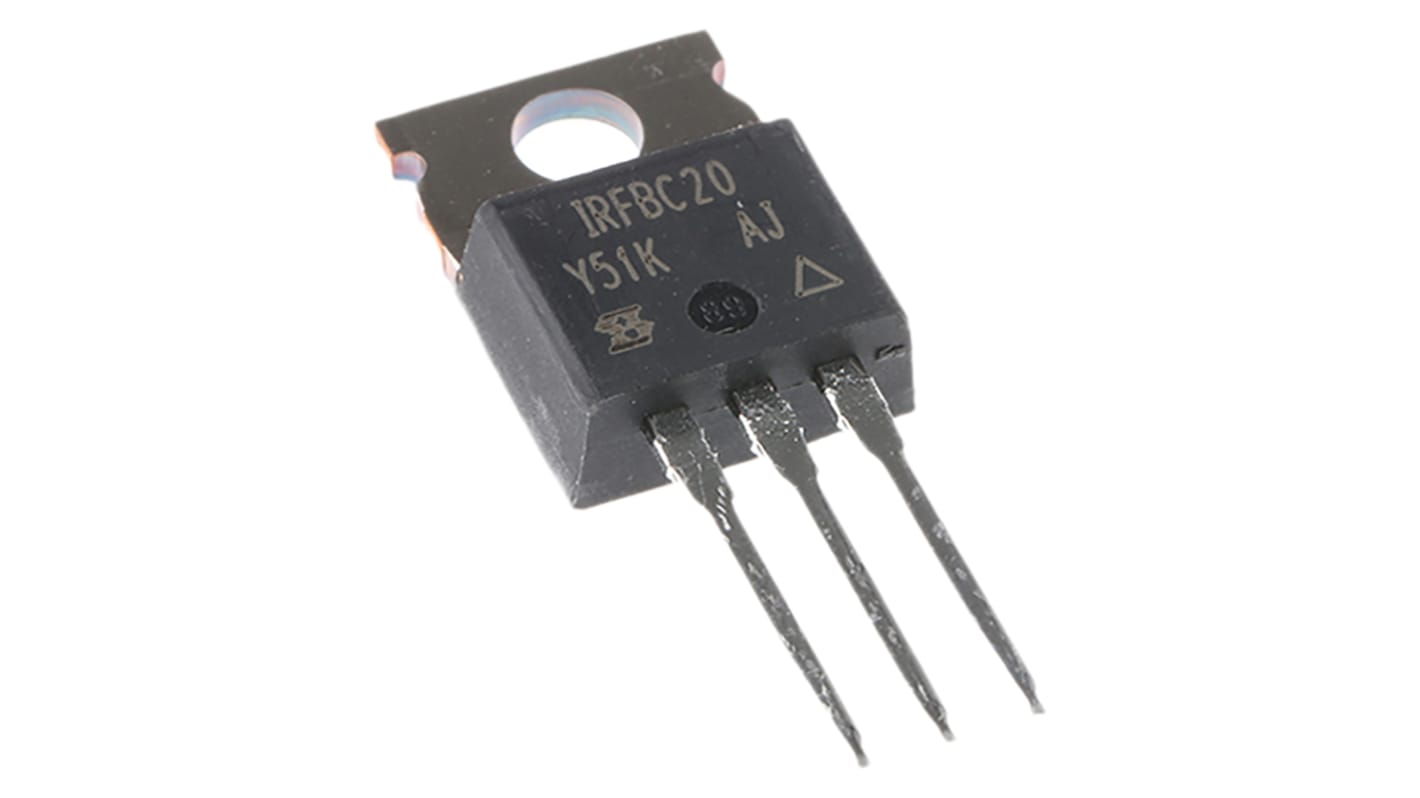 MOSFET Vishay, canale N, 4,4 Ω, 2,2 A, TO-220AB, Su foro