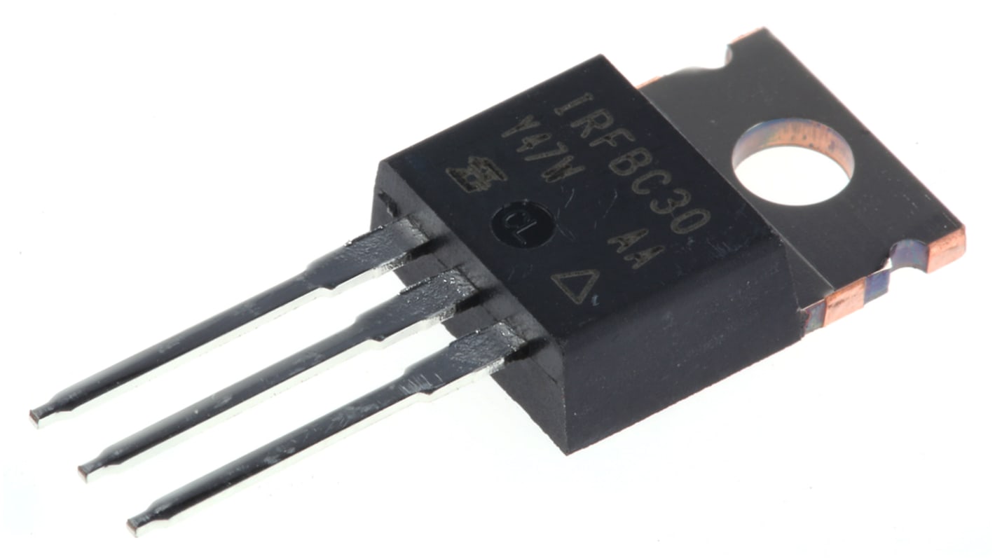 MOSFET Vishay IRFBC30PBF, VDSS 600 V, ID 3,6 A, TO-220AB de 3 pines, config. Simple