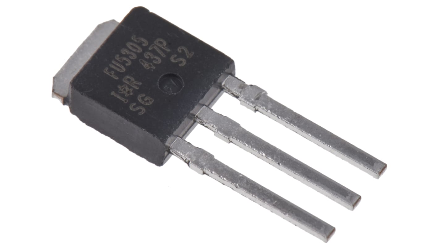 MOSFET Infineon IRFU5305PBF, VDSS 55 V, ID 31 A, IPAK (TO-251) de 3 pines, , config. Simple