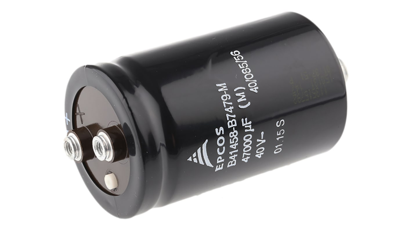 EPCOS 47000μF Aluminium Electrolytic Capacitor 40V dc, Stud Mount - B41458B7479M000