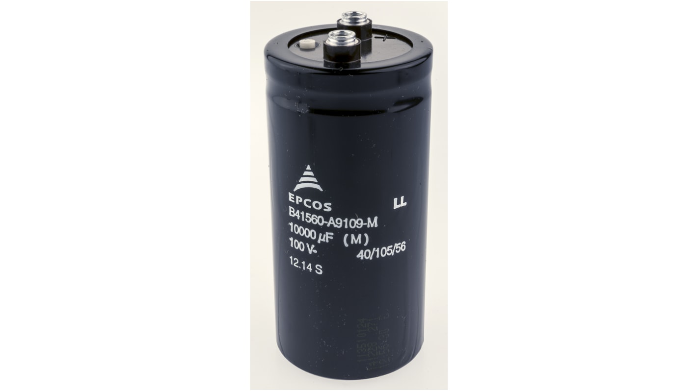 EPCOS 10000μF Aluminium Electrolytic Capacitor 100V dc, Screw Terminal - B41560A9109M